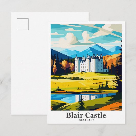 Blair Castle Schotland Vintage reisillustratie Briefkaart (Voorkant / Achterkant)
