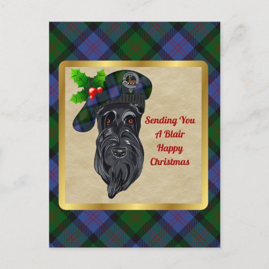 Blair Clan Badge & Tartan Kerstmis Briefkaart (Voorkant)