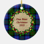 Blair Clan Badge & Tartan Persoonlijke mas Keramisch Ornament (Achterkant)