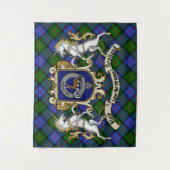 Blair Clan Badge & Unicorns met Tartan Wandkleed (Voorkant)