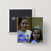 blair en maelyn, Blair & Maelyn Vierkante Button 5,1 Cm (Voorkant /achterkant)