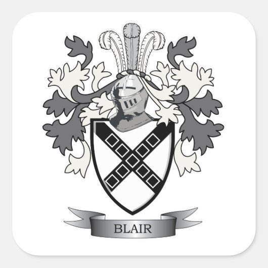 Blair Family Crest Coat of Arms Vierkante Sticker (Voorkant)