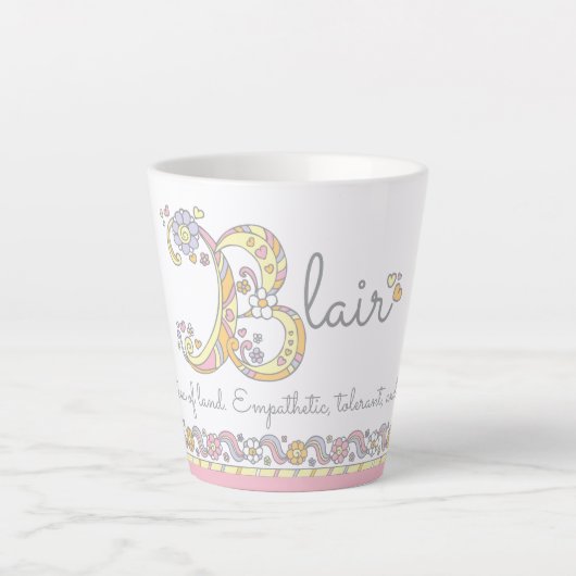 Blair Letter B-naam betekent monogram Latte Mok (Voorkant)