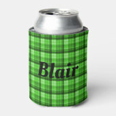 "Blair" Mans Name On Green Tartan, Can Cooler (Blikje Voorkant)