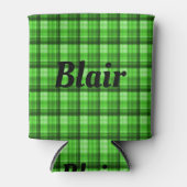 "Blair" Mans Name On Green Tartan, Can Cooler (Voorkant)