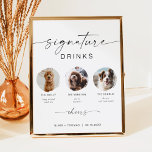 BLAIR Minimalist Boho 3 Foto Pet Signature Drink Poster<br><div class="desc">Dit kenmerkende drink teken beschikt over twee fotoslots, een boho handgeschreven script lettertype, en een modern minimalistisch ontwerp. Wijzig eenvoudig het lettertype en de achtergrondkleur zodat deze overeenkomen met uw gebeurtenis. Dit bord is perfect voor het toevoegen van een foto van de bruid en bruidegom, kinderen, of uw favoriete familie...</div>