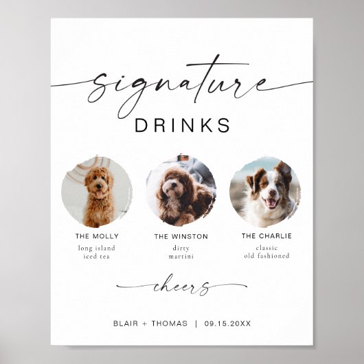 BLAIR Minimalist Boho 3 Foto Pet Signature Drink Poster (Voorkant)