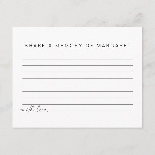 BLAIR Minimalist Funeral Deel een Memory Kaart (Voorkant)