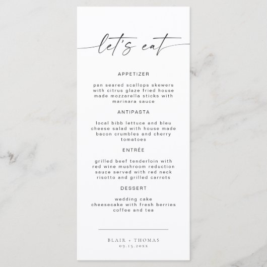 BLAIR Modern Bohemen Let's Eat Dinner Menu (Voorkant)