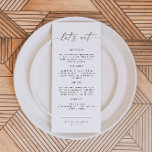 BLAIR Modern Bohemian Let's Eat Dinner Menu<br><div class="desc">Dit menu bevat een modern bohemisch handgeschreven lettertype en een eenvoudig minimalistisch ontwerp. De eenvoudige zwart-witte kleurencombinatie maakt tot het de perfecte toevoeging aan om het even welke gebeurtenis. Gebruik dit menu voor uw trouwreceptie,  vrijgezellenfeest,  feestdag,  enz. Bewerk de *Meest* formulering om aan uw behoeften te voldoen.</div>