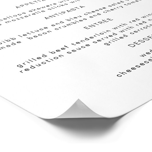 BLAIR Modern Bohemian Let's Eat Dinner Menu Poster (Hoek)