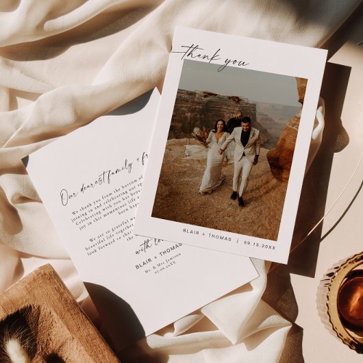 BLAIR Modern Boho Foto Trouw Dankbrief Kaart