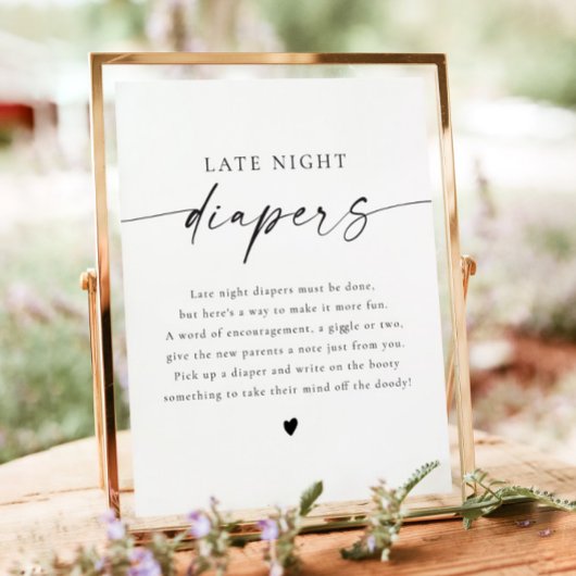 BLAIR Modern Boho Late Night Diapers Baby Sign Poster