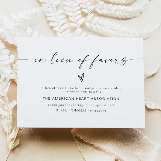 BLAIR Modern Boho Wedding in Lieu Favors Card Kaart