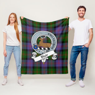 Blair Modern Clan Badge Schotse Ruit Plaid Fleece Deken