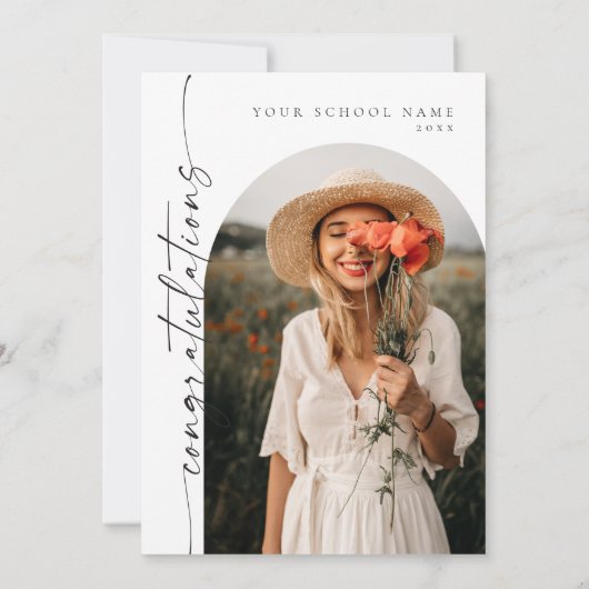 BLAIR Modern Minimal Arch Foto Boho Afstuderen Kaart (Achterkant)