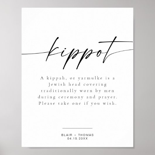 BLAIR Modern minimalist Kippot Kippah Wedding Poster (Voorkant)