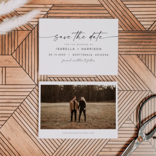 BLAIR Moderne Bohemian Font Photo Save the Date Kaart