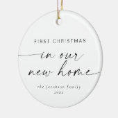 BLAIR Moderne Minimale Eerste Kerstmis in ons nieu Keramisch Ornament (Links)