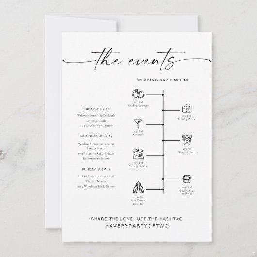 BLAIR Moderne minimale welkomsttijdlijn Kaart (Achterkant)