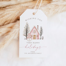 BLAIR Mooie Roze Huis Sneeuwman Prettig Kerstfeest