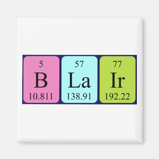 Blair Periodieke Naam Magnet (Voorkant)
