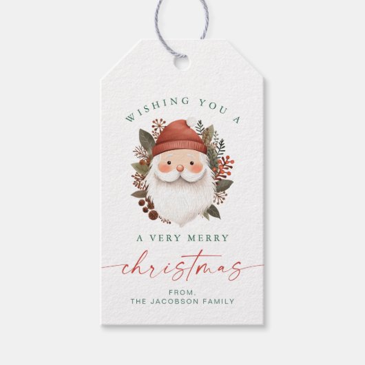 BLAIR Scandinavian Santa Face Kerstvakantie Cadeaulabel (Voorkant)