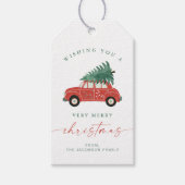 BLAIR Scandinavische rode auto boom Kerstmis Cadeaulabel (Voorkant)