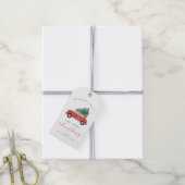 BLAIR Scandinavische rode auto boom Kerstmis Cadeaulabel (Met Touw)