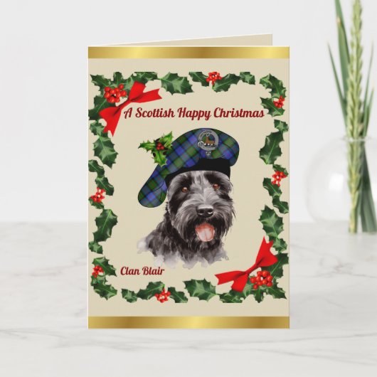 Blair Scottie Dog gepersonaliseerde Xmas Kaart (Voorkant)