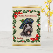 Blair Scottie Dog gepersonaliseerde Xmas Kaart (Gele Bloem)