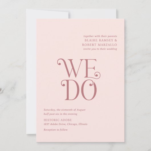 Blaire Blush Roze Moderne bruiloft Kaart (Voorkant)