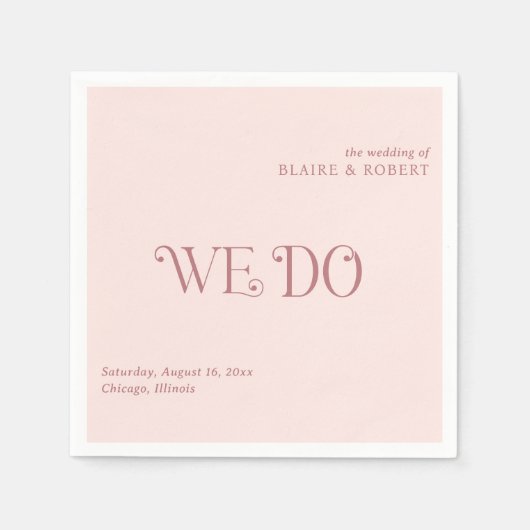 Blaire Blush Roze Moderne bruiloft Servet (Voorkant)