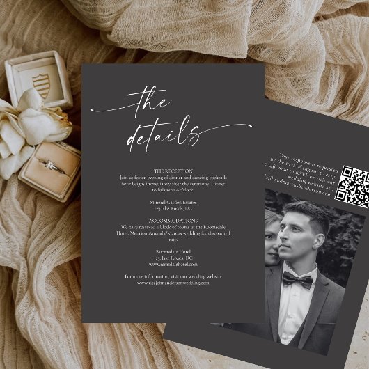 BLAIRE Modern Calligraphy Script Wedding Details Informatiekaartje