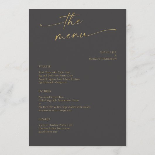 BLAIRE Modern Calligraphy Script Wedding Menu (Voorkant)
