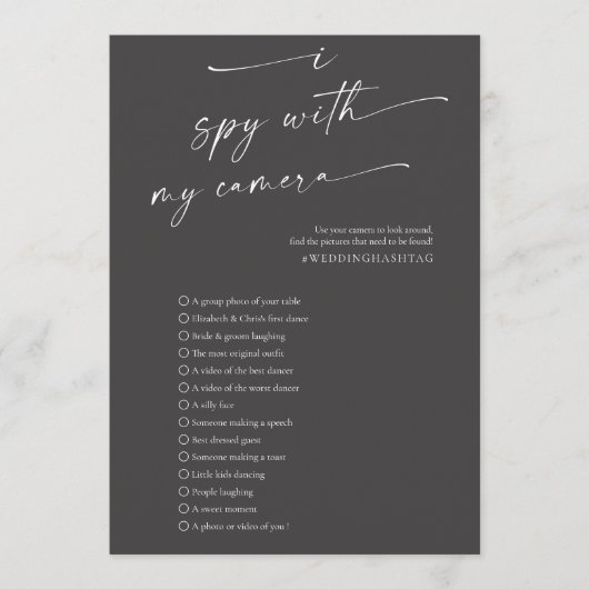BLAIRE Modern Spy Wedding Photo Hunt Game Programm Programmakaart (Voorkant)