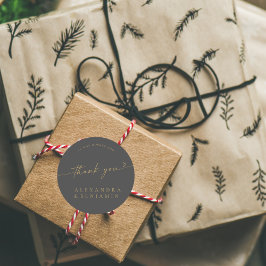 BLAIRE Moderne Kalligrafie Trouwen Sweet Dank u Ronde Sticker