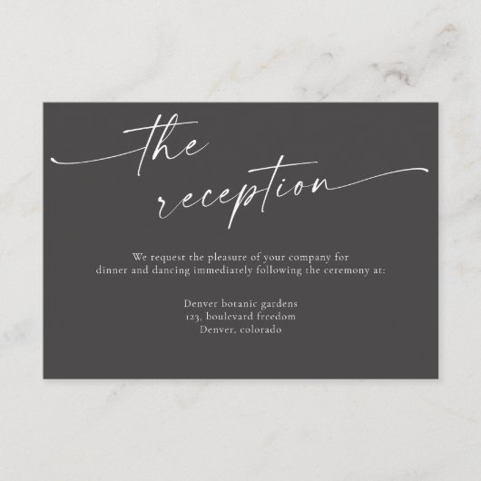 BLAIRE Moderne Kalligrafie Trouwreceptie Informatiekaartje (Voorkant)