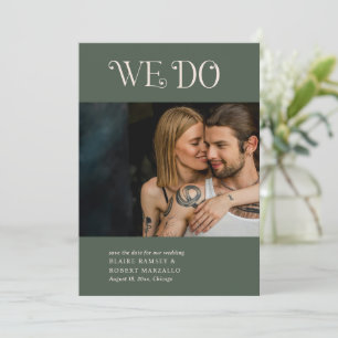 Blaire Moss Green Moderne bruiloft Save The Date