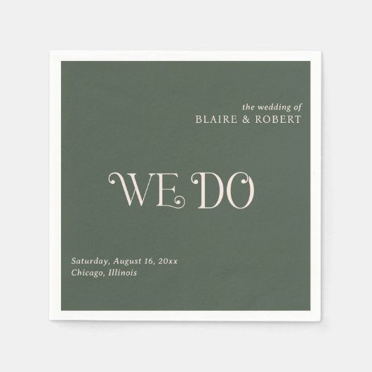 Blaire Moss Green Moderne Trouwdag Servet (Voorkant)