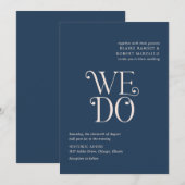 Blaire Navy Blue Modern Wedding Kaart (Voorkant / Achterkant)