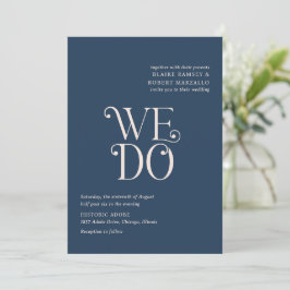 Blaire Navy Blue Modern Wedding Kaart