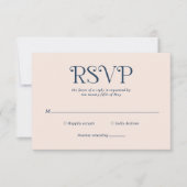 Blaire Navy Blue Modern Wedding RSVP Kaartje (Voorkant)