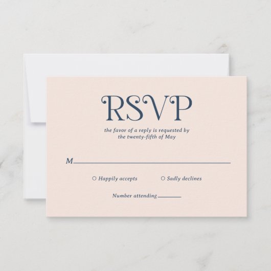 Blaire Navy Blue Modern Wedding RSVP Kaartje (Voorkant)