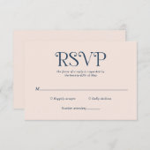 Blaire Navy Blue Modern Wedding RSVP Kaartje (Voorkant / Achterkant)