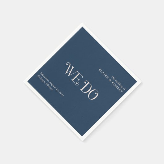 Blaire Navy Blue Modern Wedding Servet (Hoek)