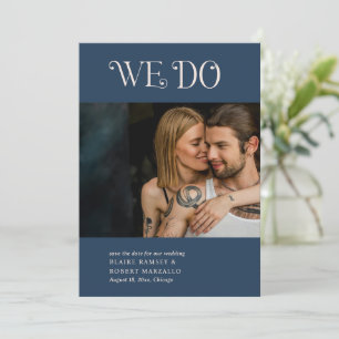 Blaire Navy Blue Moderne Trouwdag Save The Date