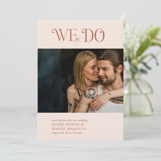 Blaire Neutral Modern Wedding Save The Date (Staand voorkant)