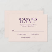 Blaire Paarse bruiloft RSVP Kaartje (Voorkant / Achterkant)