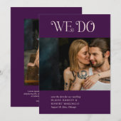 Blaire Paarse bruiloft Save The Date (Voorkant / Achterkant)